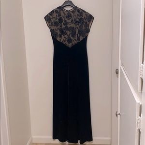 Velvet floor length evening gown